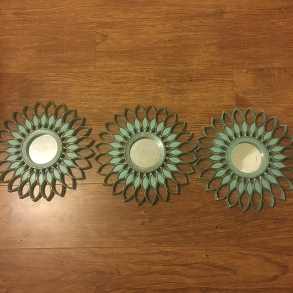 ross Wall Decor Blue And Gold Set Of Three Mirrors Poshmark